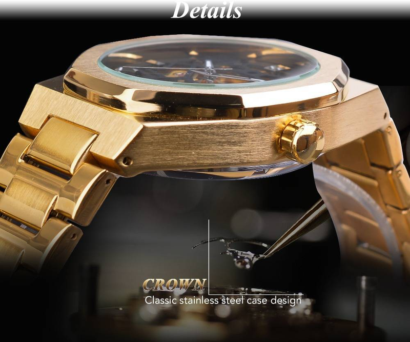 Mens Premium Steampunk Automatic Mechanical Watch - Black Dial,Skeleton Design,Luxury Waterproof Wristwatch - Intricate Timeless Style_voghion.com