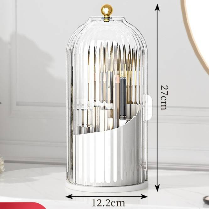 Organizador de maquillaje, tubo giratorio para guardar brochas, tocador, portalápices, estante para lápiz labial, divisor a prueba de polvo, caja de cosméticos de escritorio_voghion.com