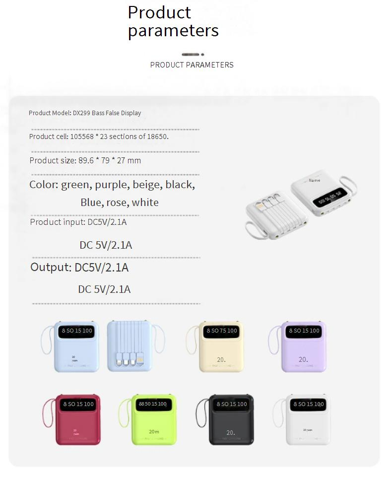 Handy-Zubehör Mini Portable Power Bank 20000 MAh Große Kapazität Handy Power Bank Mit Gebaut In Kabel_voghion.com