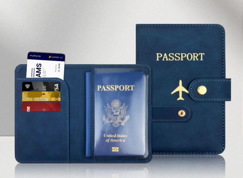 Portapassaporto con più slot per carte, protezione per passaporto, portapassaporto in pelle, bordo in pelle PU, funzione di archiviazione documenti, piccola borsa, borsa per passaporto_voghion.com