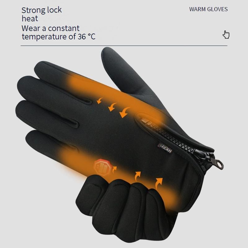 Guanti isolanti con cerniera, adatti per ciclismo all'aperto, uomini e donne, ciclismo invernale, touchscreen, motociclette, impermeabili e caldi._voghion.com