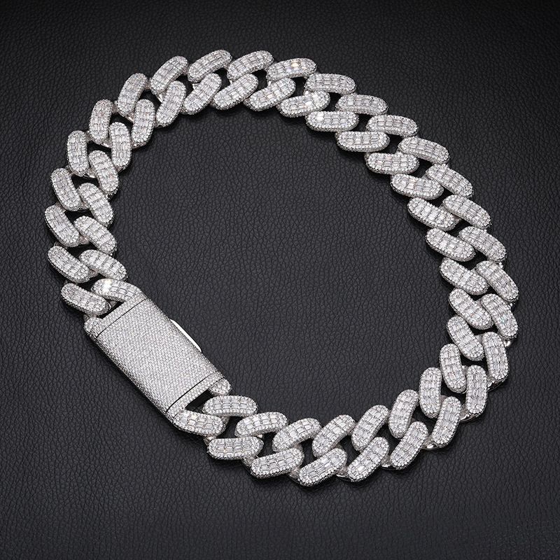 Herrenschmuck 28MM Diamantförmige Kubanische Kette Vollständig Eingelegt Mit Quadratischen Und Runden Zirkonia Hip Hop Halskette Zubehör_voghion.com