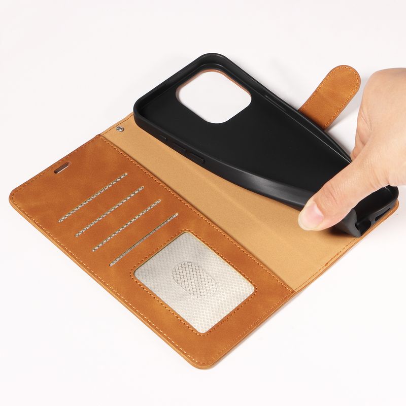Gilt für iPhone 16 Handyhülle, Epple 14 Handy-Lederhülle, Diebstahlschutzbürste, Samsung S24 Flip Case, Xiaomi_voghion.com