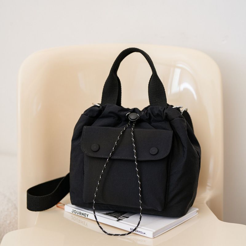 Mini Crossbody Bucket For Women, Simple Versatile Oxford Cloth Lightweight Handheld Shopping Shoulder Drawstring Small_voghion.com
