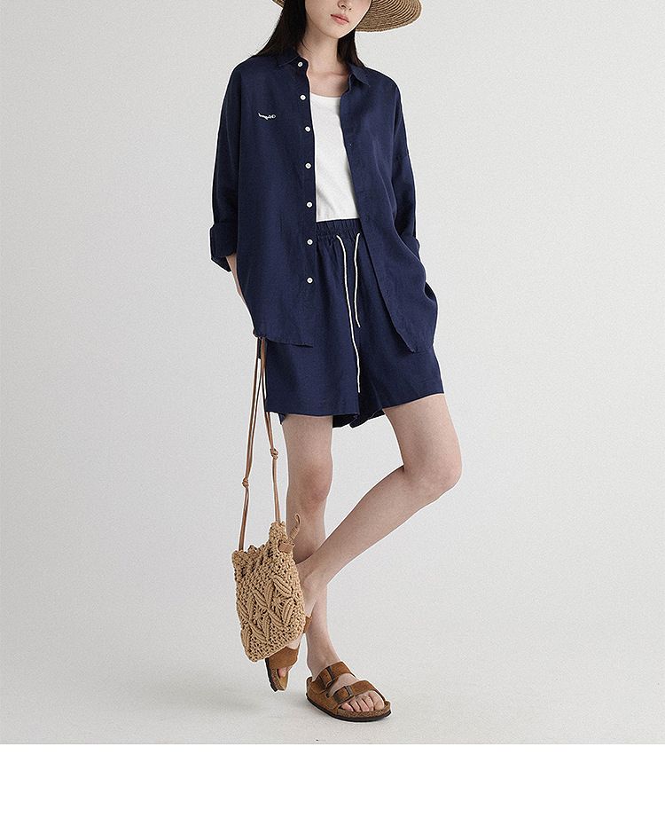 GraceChic CHAO-Empfehlung! 'Long Island Urlaub': Atmungsaktives Langarmhemd und Shorts aus Tencel-Leinen für den Sommer_voghion.com