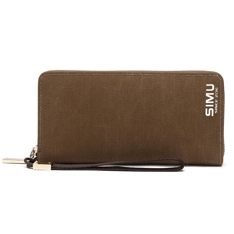 Bolso de mano Simu Canvas resistente al agua para jóvenes, moderno y con cremallera larga para hombre, monedero_voghion.com