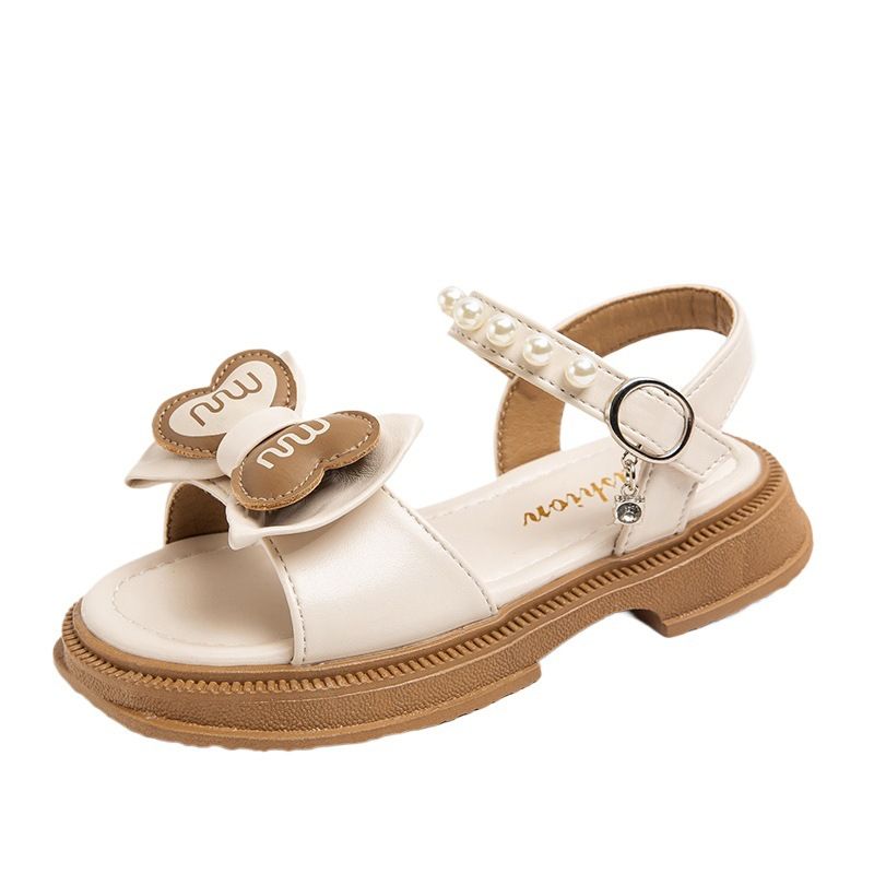 Sandali casual da bambina con suola morbida e fiocco, stile coreano, per bambini, con punta aperta, estate, principessa_voghion.com