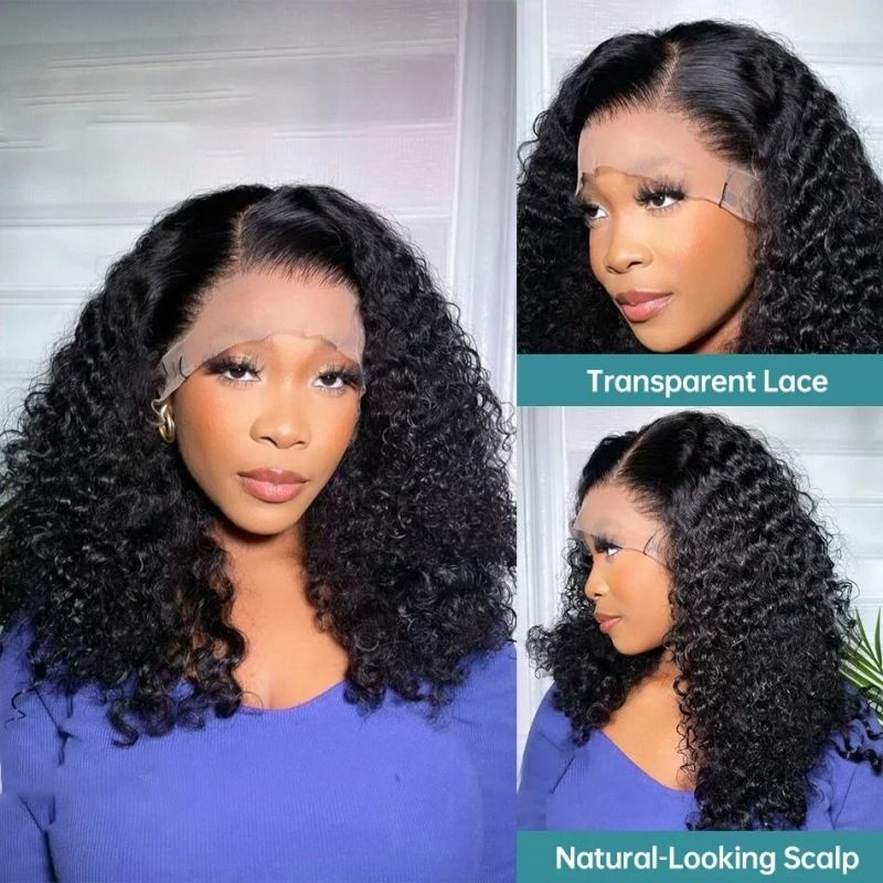 12A Jerry Curly Bob Braziliaans Menselijk Haar 13*4 Frontale Pruik_voghion.com
