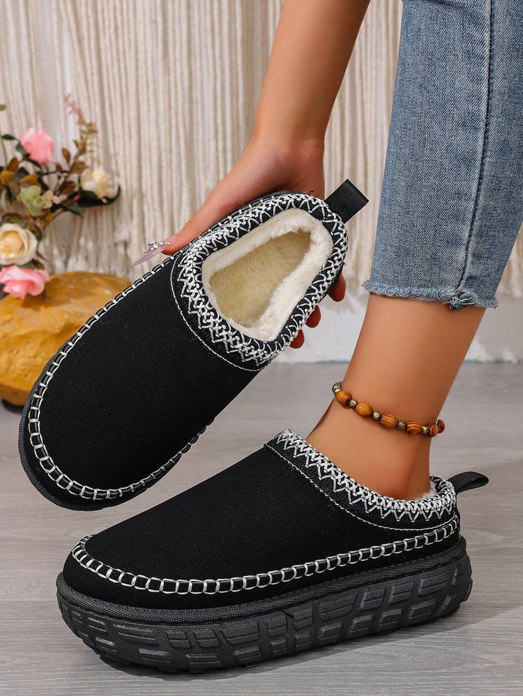 Women's Shoes Large Size Thick Soled Slippers For Women Autumn And Winter New Style Plush And Thickened Warm Slip On Cotton Slippers For Women_voghion.com
