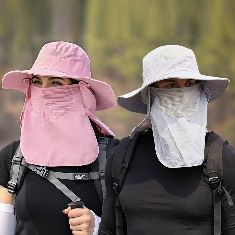 Multi functional sunshade fisherman hat, summer outdoor sunshade fisherman hat, detachable fishing breathable sun hat, women's face covering hat_voghion.com
