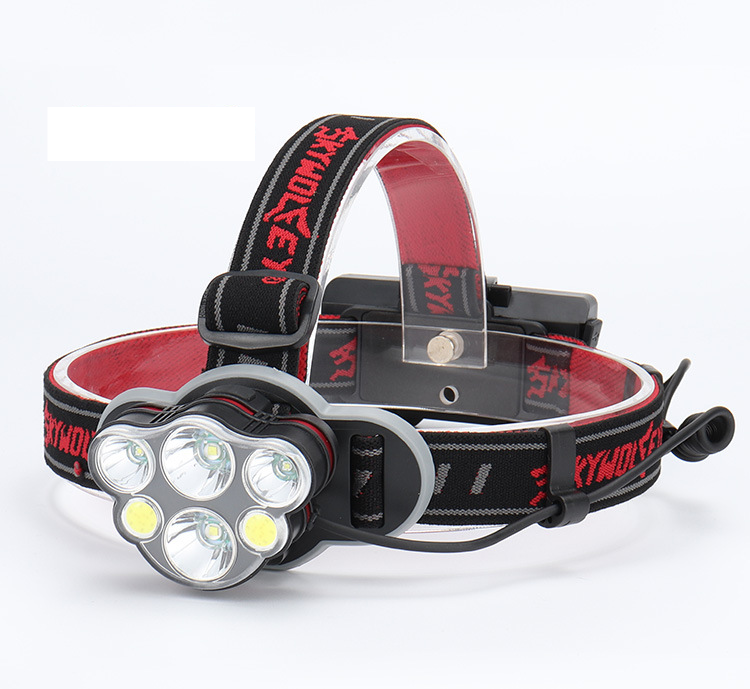 USB charging 8LED strong bald head light COB outdoor multi-functional camping night fishing waterproof headlight_voghion.com