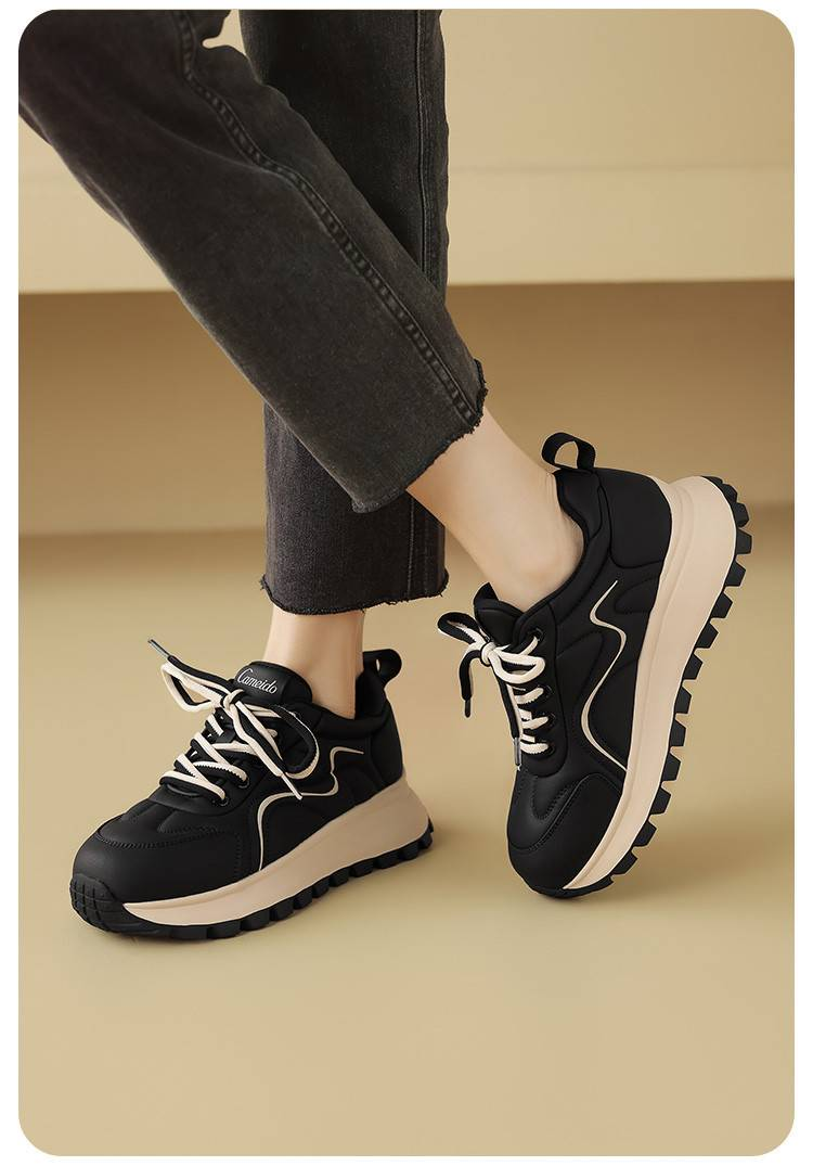 cameido Women's Lightweight Casual Shoes, Versatile Casual Shoes With Round Toes And Laces, Retro Casual Shoes For The Fall Of 2024_voghion.com