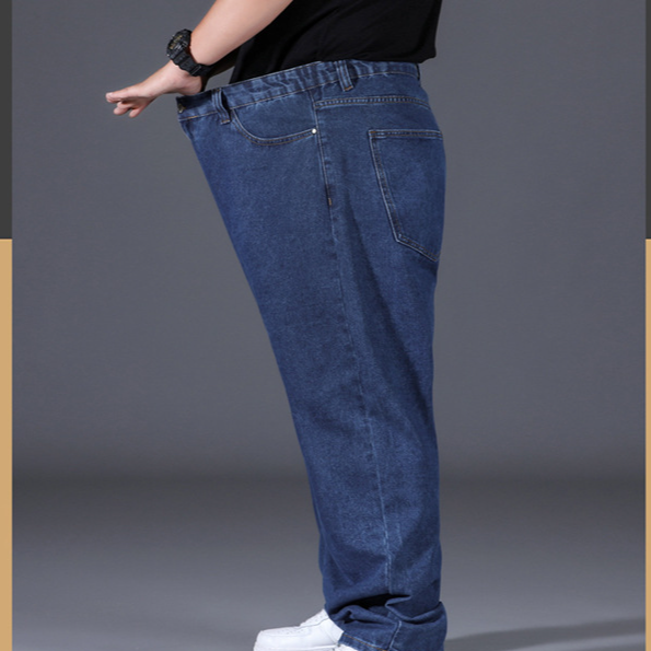 Plus Size Herenkleding Herfst En Winter Jeans Heren Losse Rechte Plus Size Heren Dikke Hoge Taille All Match Dikke Man Wijde Pijpen Broeken_voghion.com