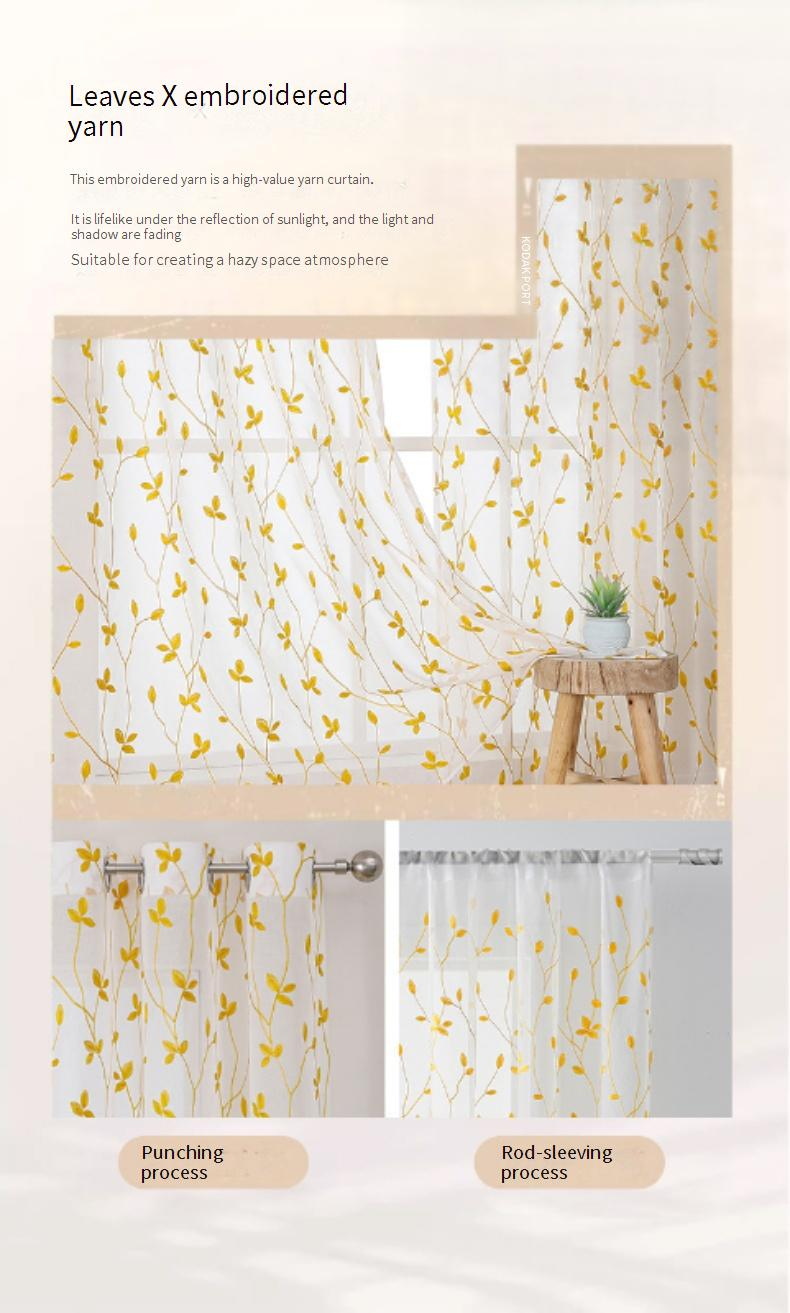 Floral Sheer Curtains - Semi-Sheer & Light Filtering (Embroidered Boho Style For Living Room & Bedroom, Ready-to-Hang Window Drapes)_voghion.com