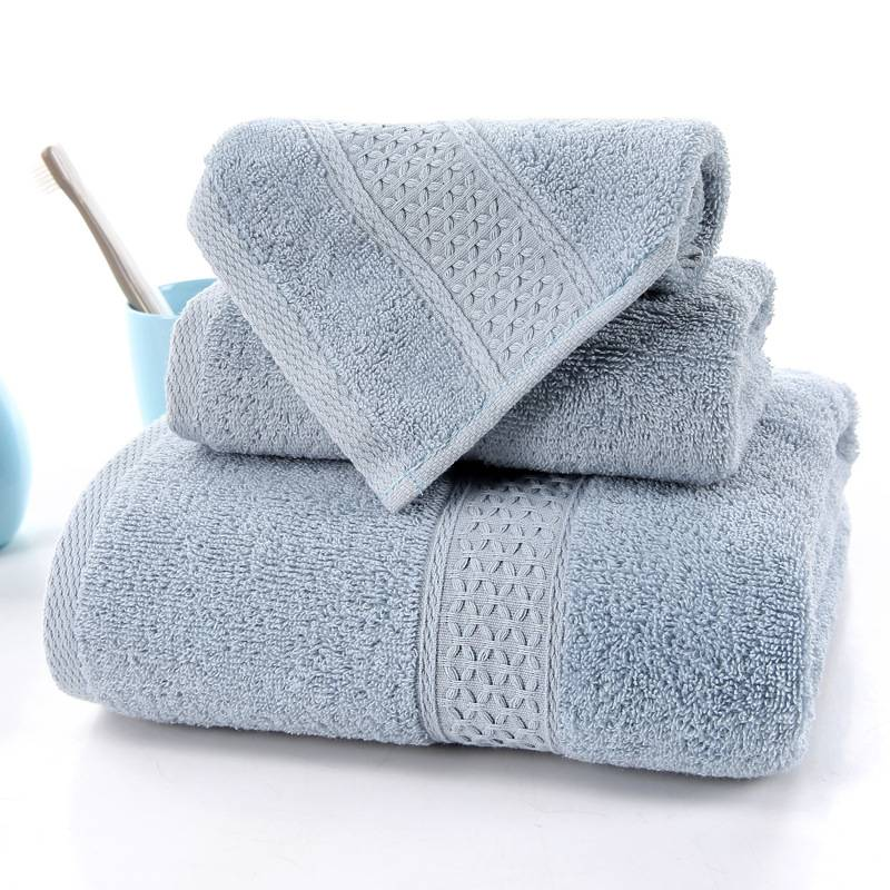 100% langvezelig katoen effen kleur rijstvormig satijn jacquard driedelige set handdoek badhanddoek vierkante handdoek zesdelige set_voghion.com