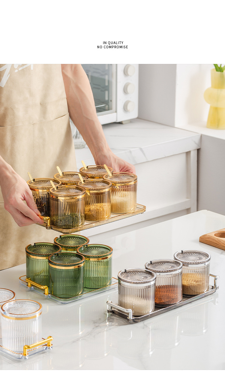 5-in-1-Gewürz-Organizer-Set – stapelbare Gewürzbehälter für die Küche mit Löffel (luftdichte Deckel, transparentes Design, platzsparend)_voghion.com