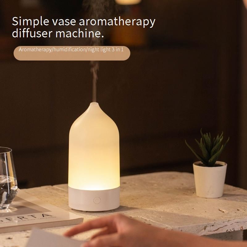 Ocean Ultrasonic Aroma Diffuser With 7-Color LED Mood Light, USB Humidifier For Home & Office, White & Apricot Options_voghion.com
