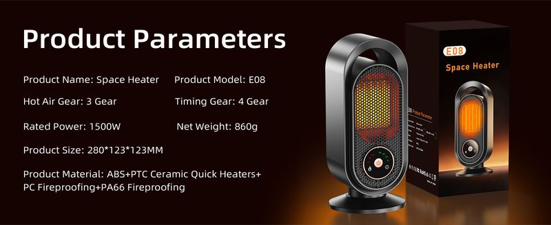 Schnellheizender PTC-Raumheizer – 1500 W Tischwärmer mit Touch-Steuerung, 8-Stunden-Timer, 3 Geschwindigkeitsstufen und Überhitzungsschutz für Zuhause/Büro_voghion.com