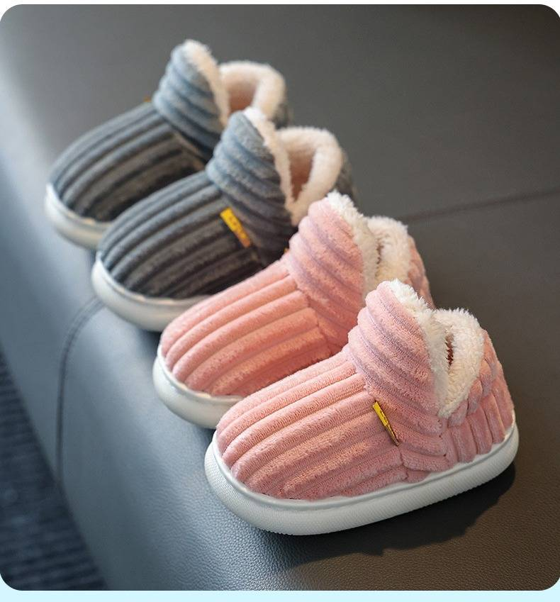 Pantofole invernali per bambini con fodera in pelliccia, suola antiscivolo, comode pantofole da casa per bambini e bambine (diversi colori e taglie)_voghion.com