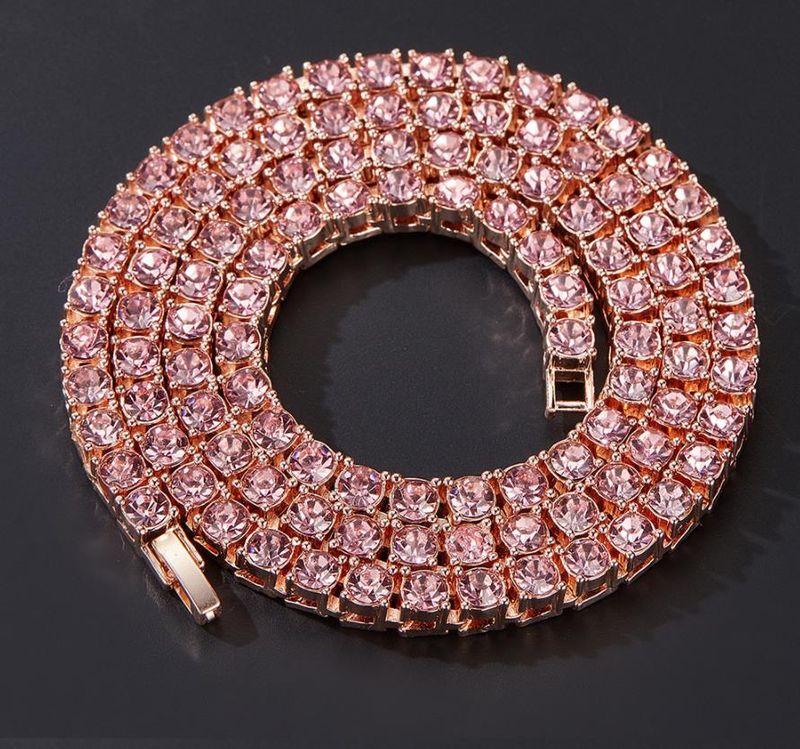 Men Fashion Hip Hop Punk Cuban 1-Row Bling Crystal Diamond 3MM/4MM/5MM Cuban Link Chain Tennis Long Chain Necklaces Jewelry Safety Watch-Clasp_voghion.com