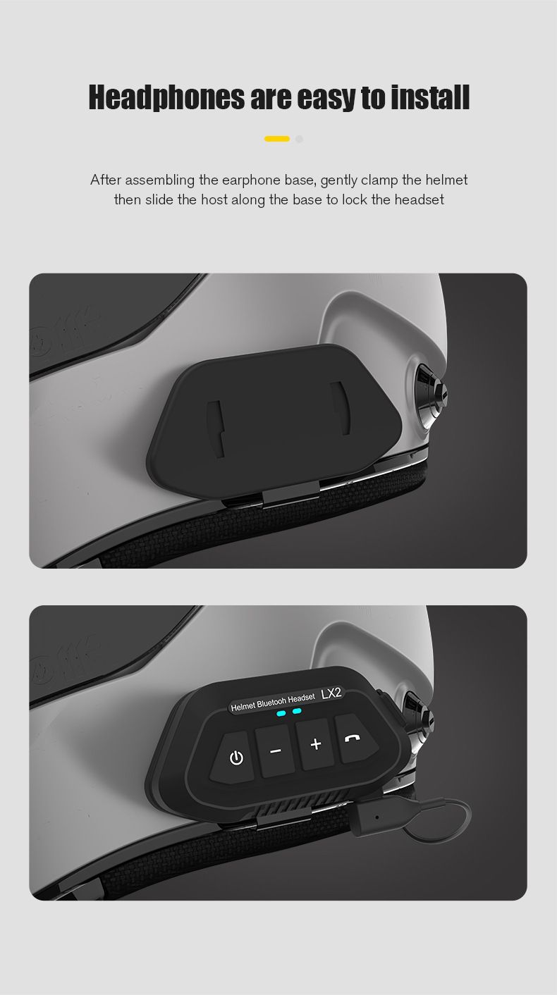 LX2 Motociklističke potpuno poluvodootporne bežične 5.3 Bluetooth slušalice za kacigu_voghion.com