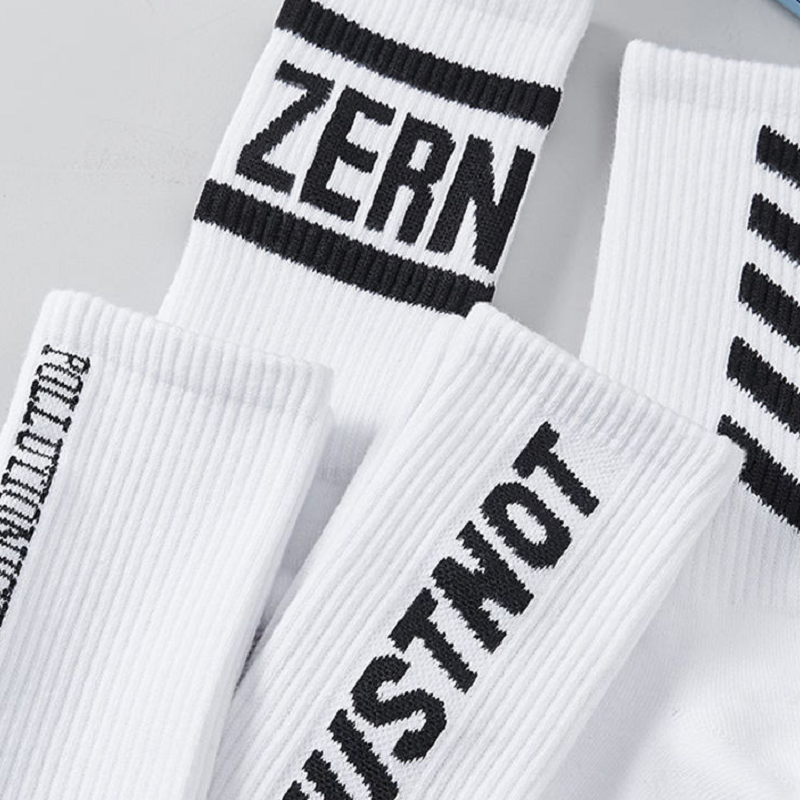 4 pairs/8 pairs comfortable and versatile trendy letter lovers basketball breathable mid length sports men's socks_voghion.com