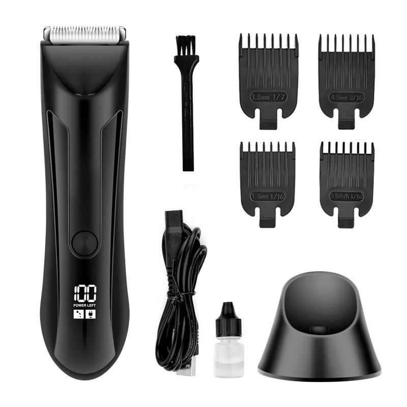 New Men's Electric Personal Trimmer Shaver Washable Razor For Leg Body Hair Clipper With LCD Digital Display LED_voghion.com