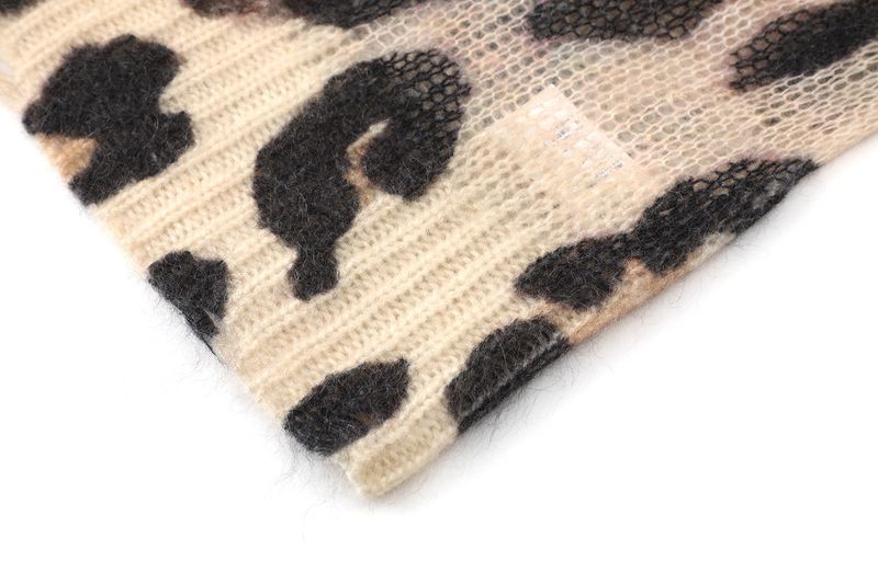 Pull tricoté en mohair à imprimé léopard pour femme, style Qin Lan, collection automne 2025, MBE3SWT053_voghion.com
