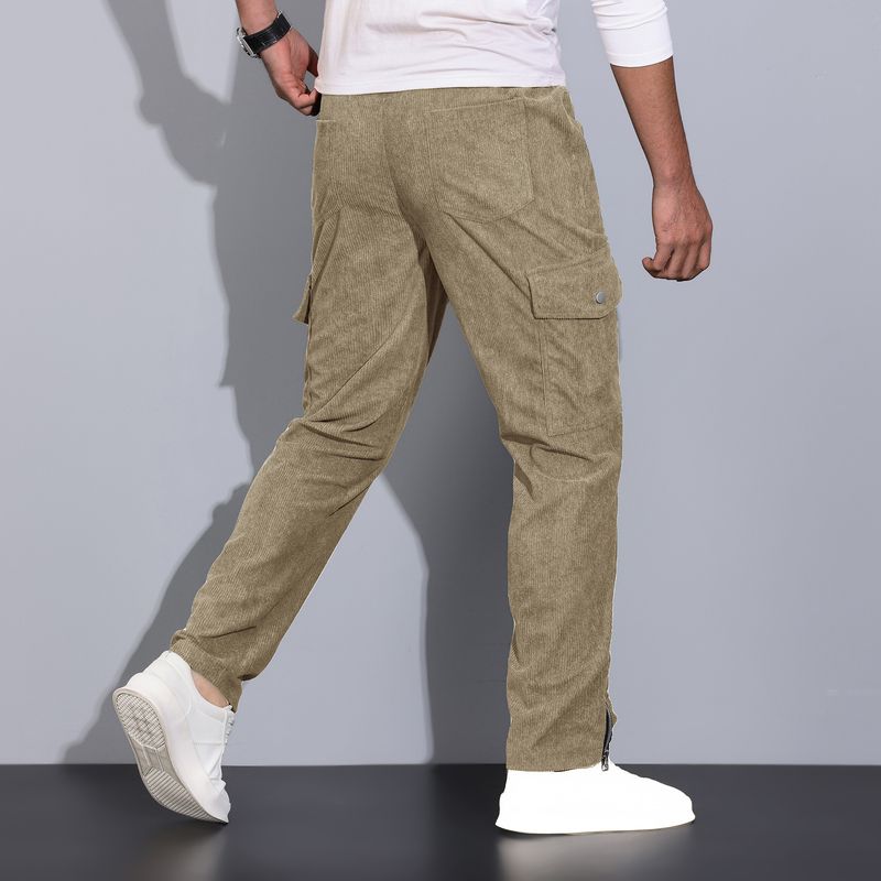 Ropa para hombre: overoles de pana de otoño para hombre con pantalones casuales holgados con puños y múltiples bolsillos._voghion.com