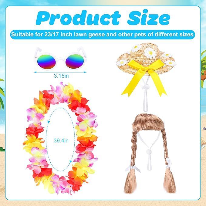 Party Veranda Gans Hawaiian Vier-Stück Plumeria Perücke Gläser Stroh Hut Girlande Set Dekoration_voghion.com