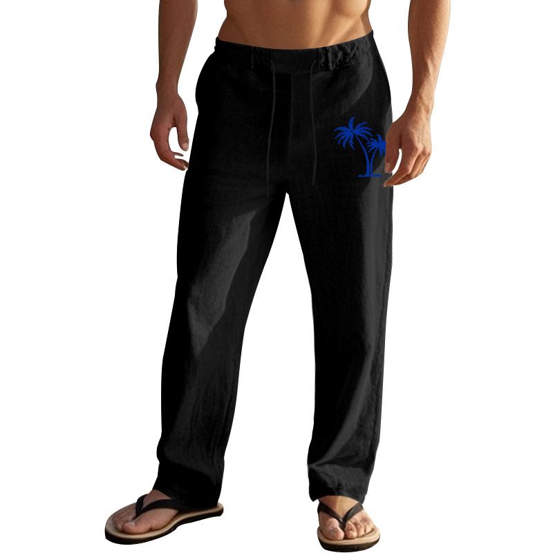 Premium-Produkte, heißer Verkauf, neue amerikanische Herren-Kokosnussbaum-Druck, atmungsaktive Baumwoll-Leinen-lose Freizeit-Sporthose für Männer_voghion.com