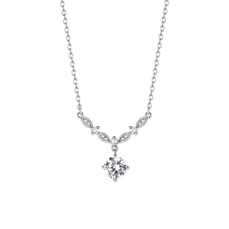 Collana di zirconi di lusso, luce brillante, per donna, S999, pura nicchia, elegante, versatile, di alta qualità, con catena per clavicola in argento pieno._voghion.com