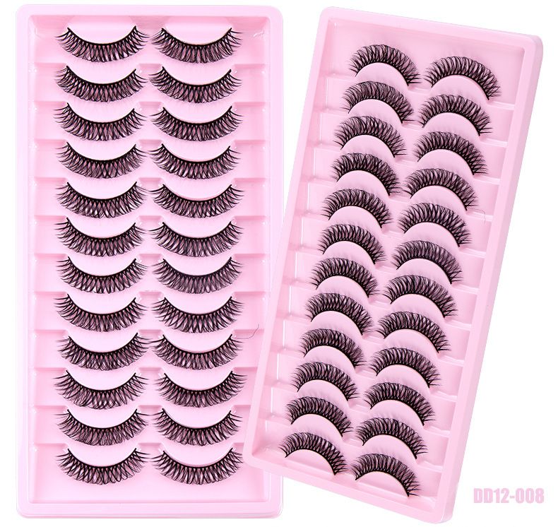 Lash extension set 12 pairs of eyelashes Natural fiber eyelashes thick artificial eyelashes_voghion.com