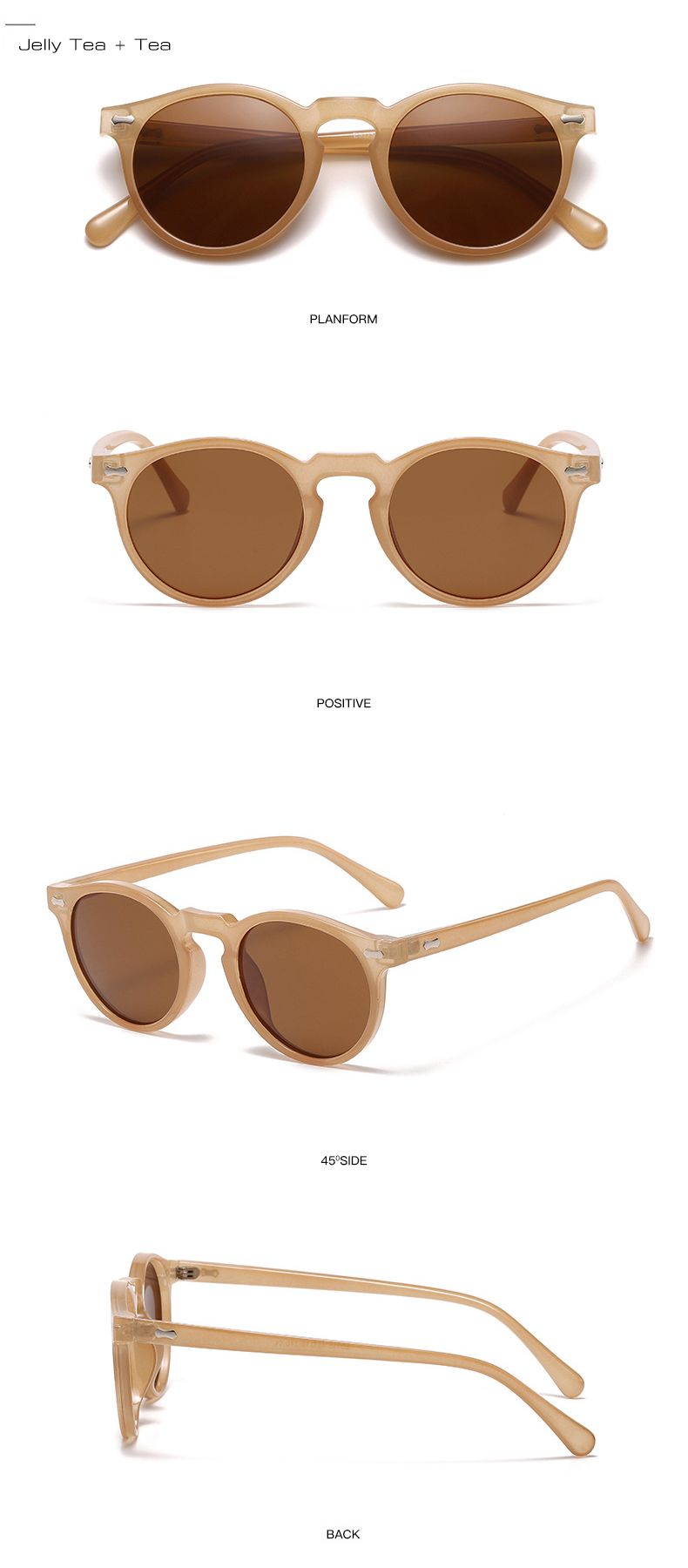 Moda SO&EI Retro Rotondi Occhiali da sole polarizzati Donna Moda Rivetti Decorazione Tonalità UV400 Uomo Punk Occhiali da sole Verde scuro_voghion.com