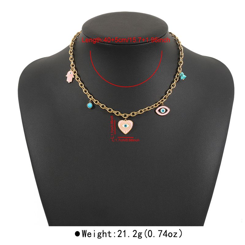 Collier en acier inoxydable ZN0605 pour femme, pendentif œil de niche en amine multi-barres, série océan, résistant à la décoloration_voghion.com