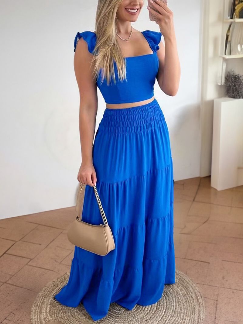 Urlaub Casual Style Kurzarm Rock Kuchen Rock Anzug Damenbekleidung 2025 Sommer_voghion.com