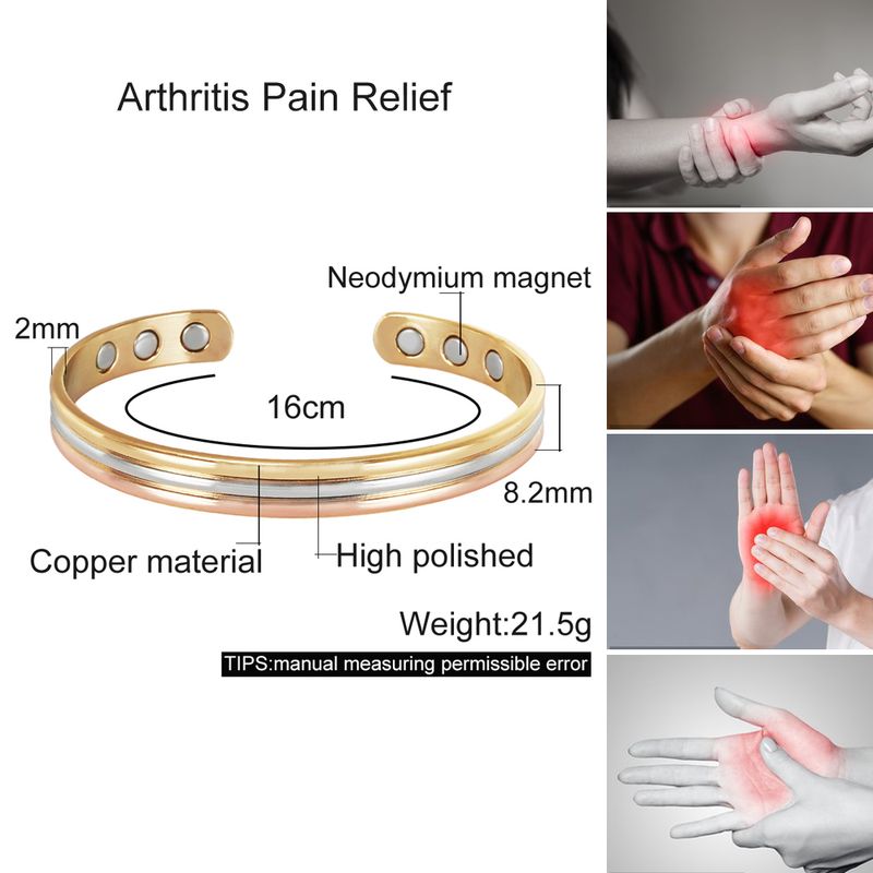 Meathly Pure Copper Bracelets Magnetic Rose Arthritis Adjustable 8.2mm Wide Cuff High Magnet Energy Bangles Resizable_voghion.com