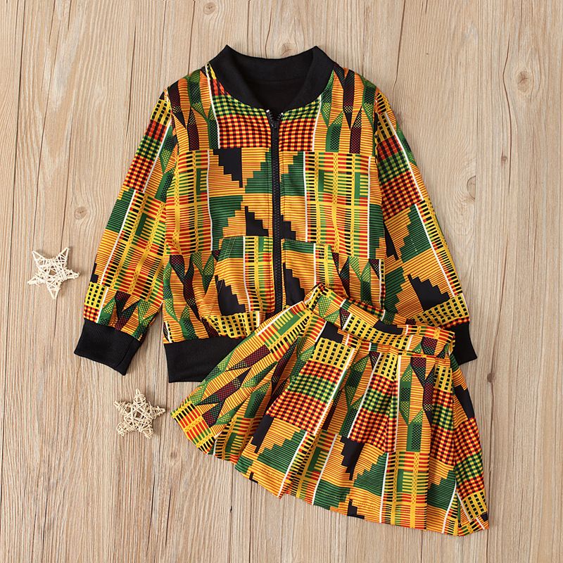 Mutter & Kinder frühling und herbst Afrikanische böhmischen stil zipper jacke + rock zwei-stück kinder kleidung set ins_voghion.com