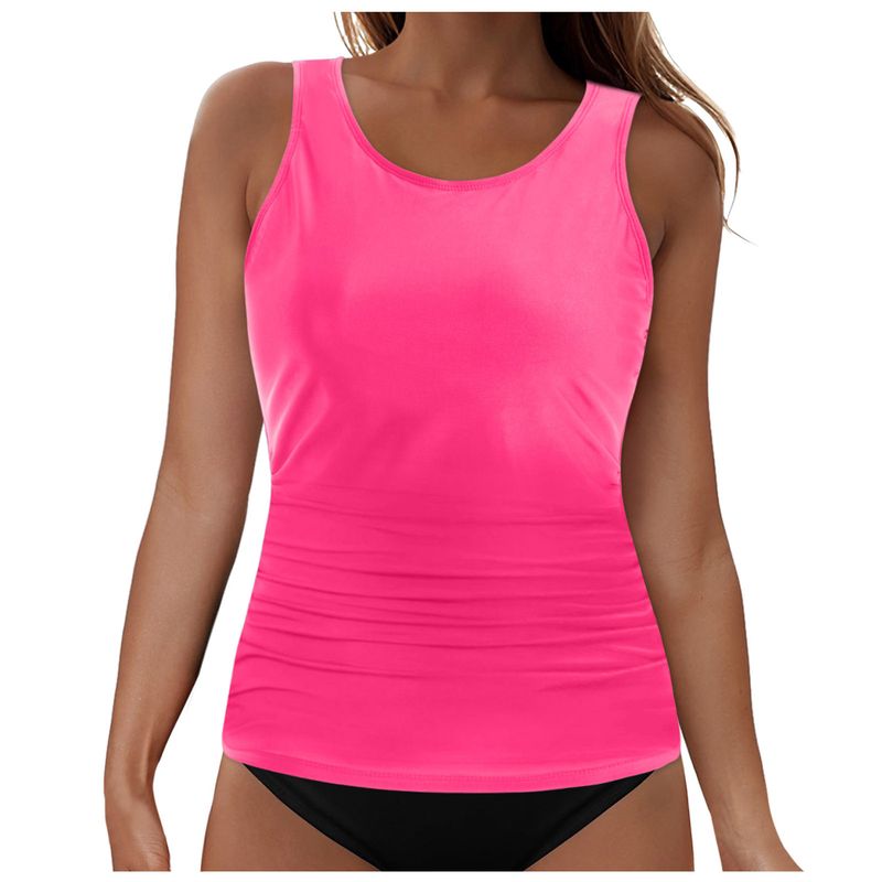 Women's Clothing Solid Color Split Swimsuit Solid Color Sexy Bikini Beach Hot Spring Swimsuit Single Top_voghion.com