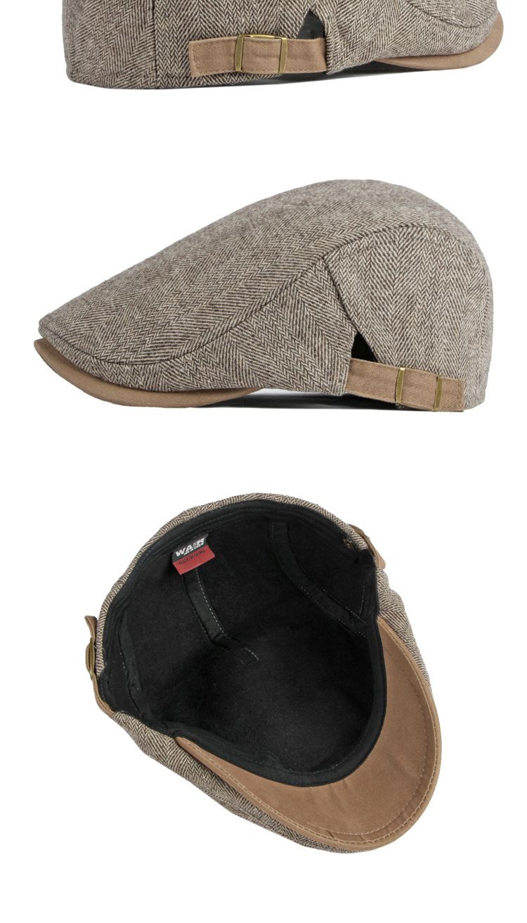 Hats men's and women's autumn and winter berets men's retro art casual all-matching front hat and velvet cap_voghion.com