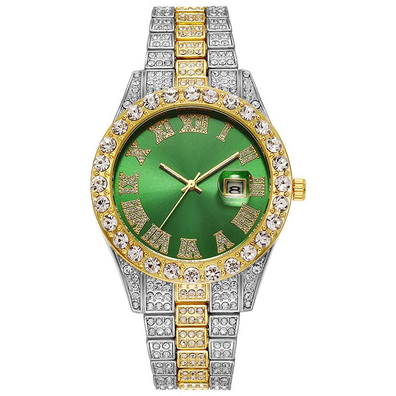 Heren- en dameshorloge met stalen band, Hiha, Romeinse schaal, diamantkalender, studentenhorloge met quartzhorloge_voghion.com