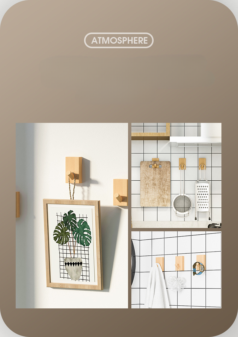 Perchero nórdico de madera maciza de haya y nogal, multifuncional, sin taladros, para colgar detrás de la puerta._voghion.com