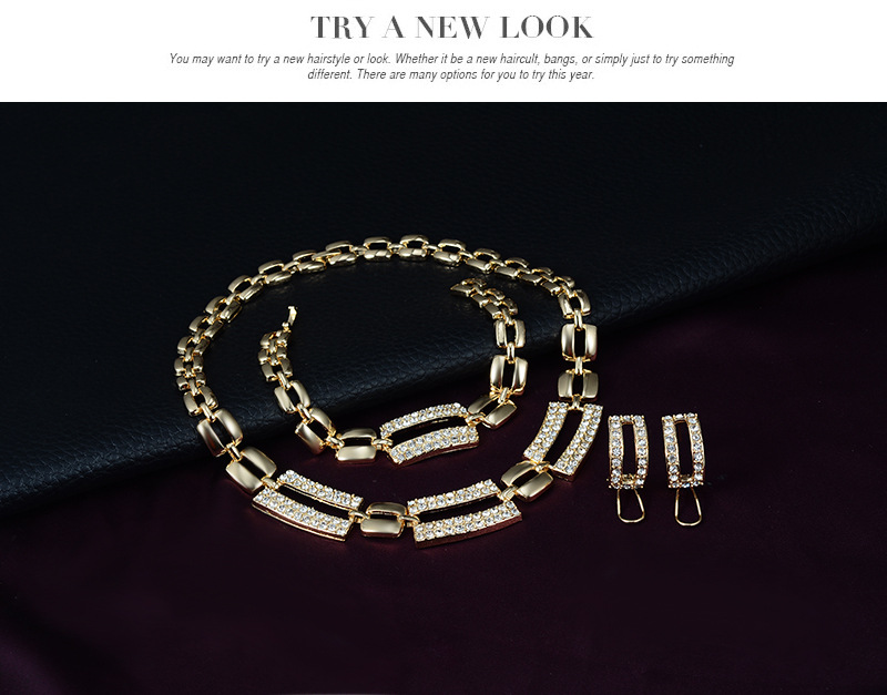 Übertriebene geometrische Mode, afrikanischer Strass-Schmuck-Set, Anhänger, Edelstein, vergoldete Ohrringe, Braut-Bankett-Schmuck, Geschenke_voghion.com