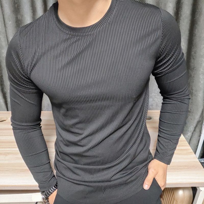 Stretch-Langarm-T-Shirt für Herren, schnelltrocknend – Slim Fit-Trainingsshirt fürs Fitnessstudio, atmungsaktive und feuchtigkeitsableitende Basisschicht für Freizeit und Training_voghion.com