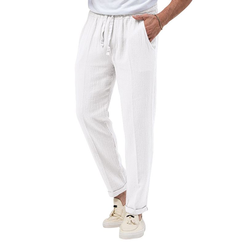 2023 Summer Breathable Solid Color Bubble Plus Size Loose Men's Casual Pants_voghion.com