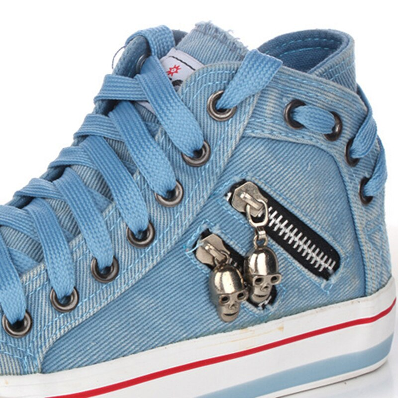 Plus Size Lente en Herfst Denim High-top Canvas Dames Casual Studenten Stoffen Platte Sneakers Enkele Schoenen_voghion.com
