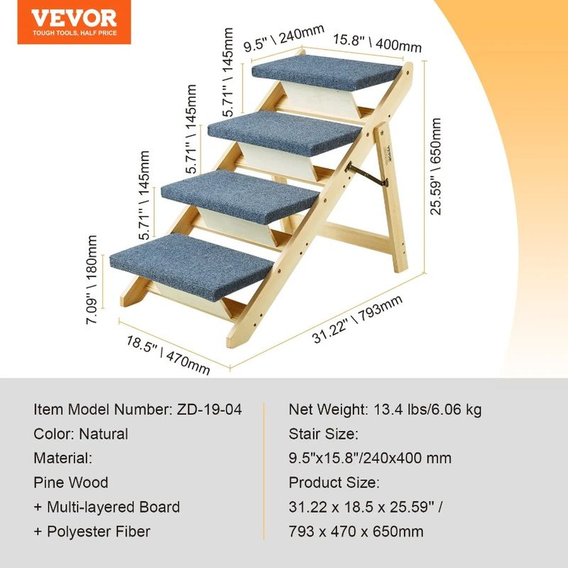Scale per cani, gradini piccoli 2 in 1, rampa, cucce per animali domestici, pieghevoli e divani, scale in legno, per cani e auto, per animali domestici 4_voghion.com
