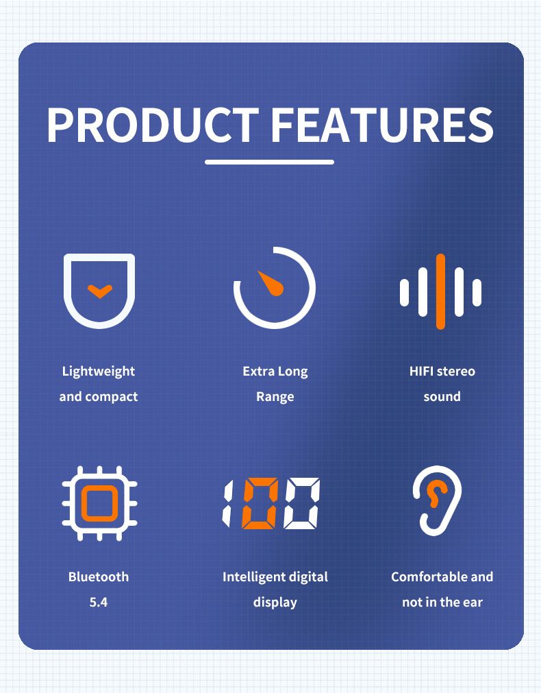 Jaunas X30 Bluetooth austiņas ar vienu ausi, kas nav ievietotas ausī, OWS ausu āķa austiņas ar digitālo displeju, rotējošas sporta biznesa austiņas_voghion.com