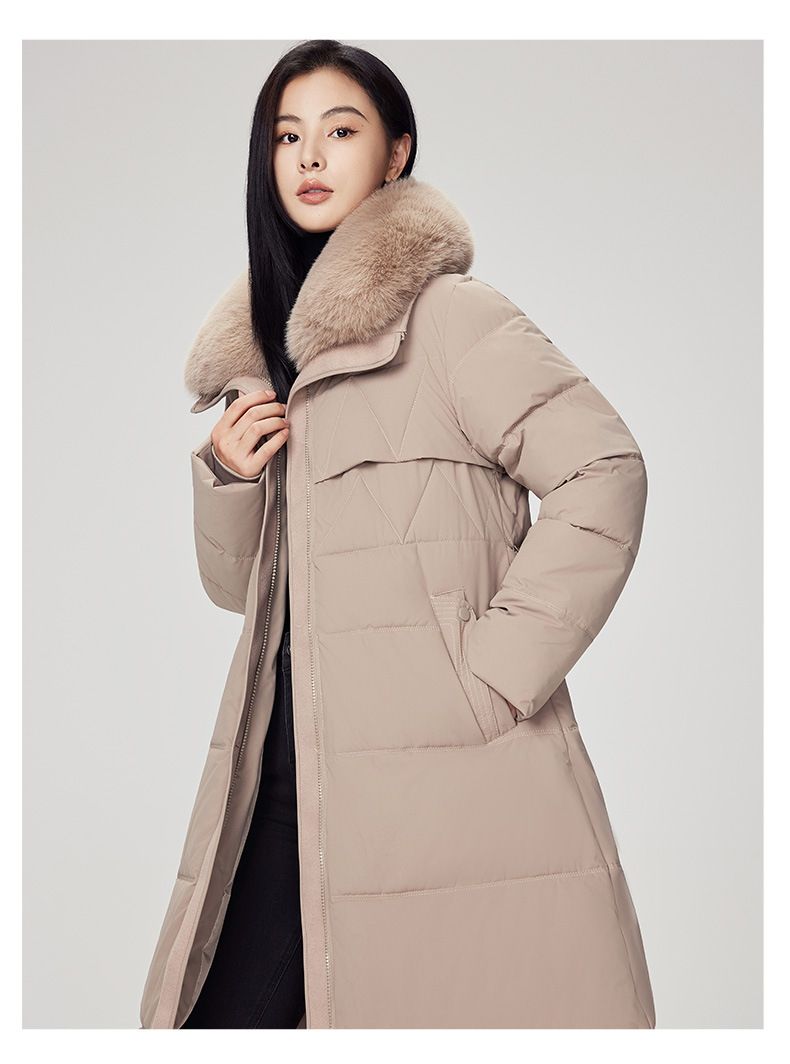 Abrigo largo acolchado con cuello de piel sintética para mujer, chaqueta de plumón gruesa de invierno para tallas pequeñas y grandes, abrigo extragrande y cálido con bolsillos._voghion.com