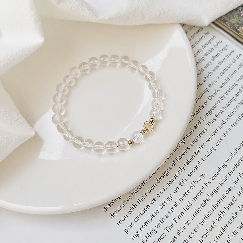 Bracciale con acquamarina in cristallo austriaco placcato oro 14k, semplice e versatile, per donna_voghion.com